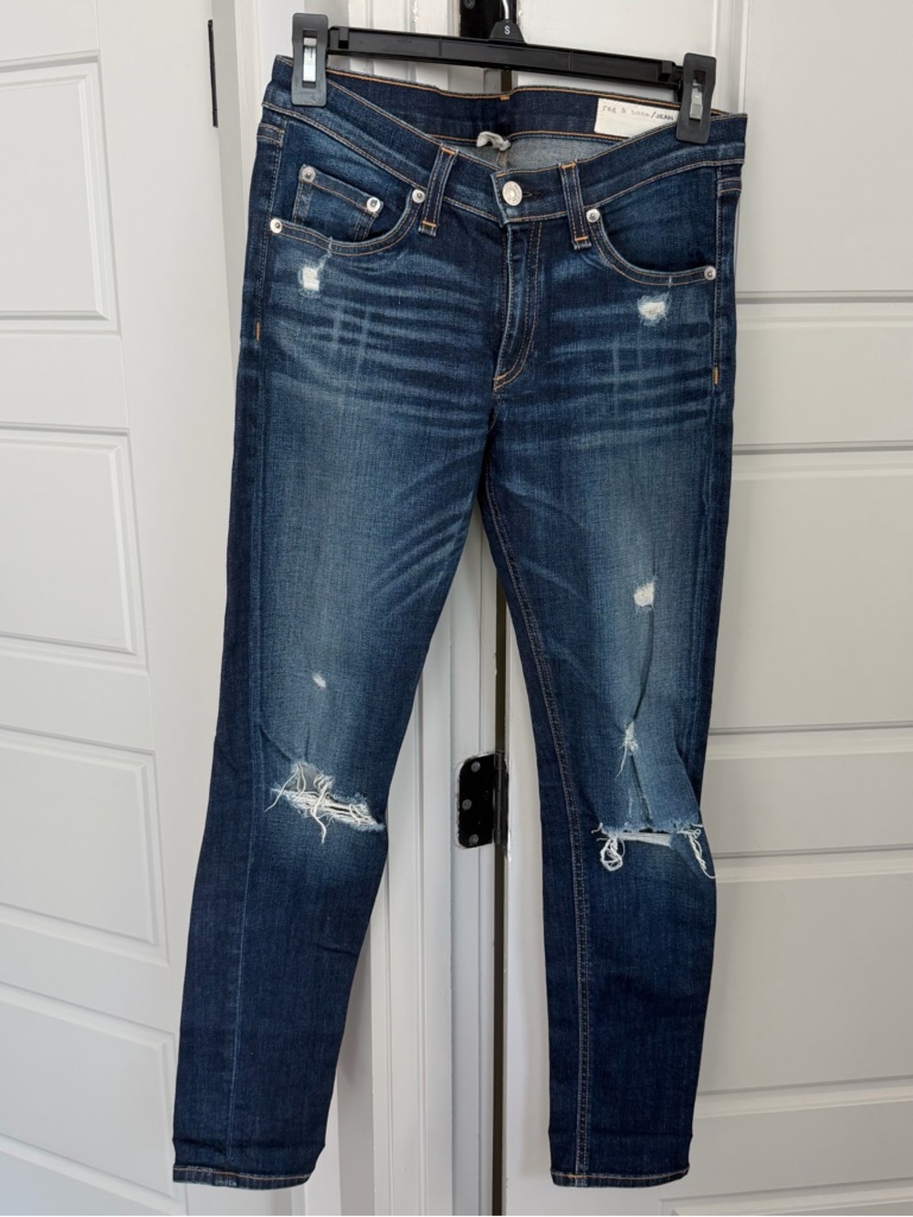 rag & bone Capri Skinny Jean in "Dark Shredded"